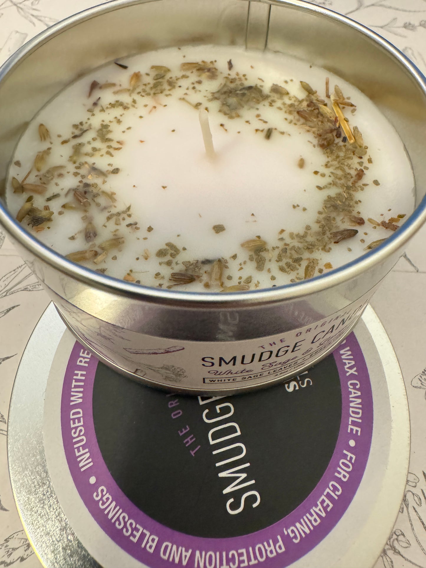 スマッジキャンドル・ホワイトセージ&ラベンダー、レムリアンシード1個セット