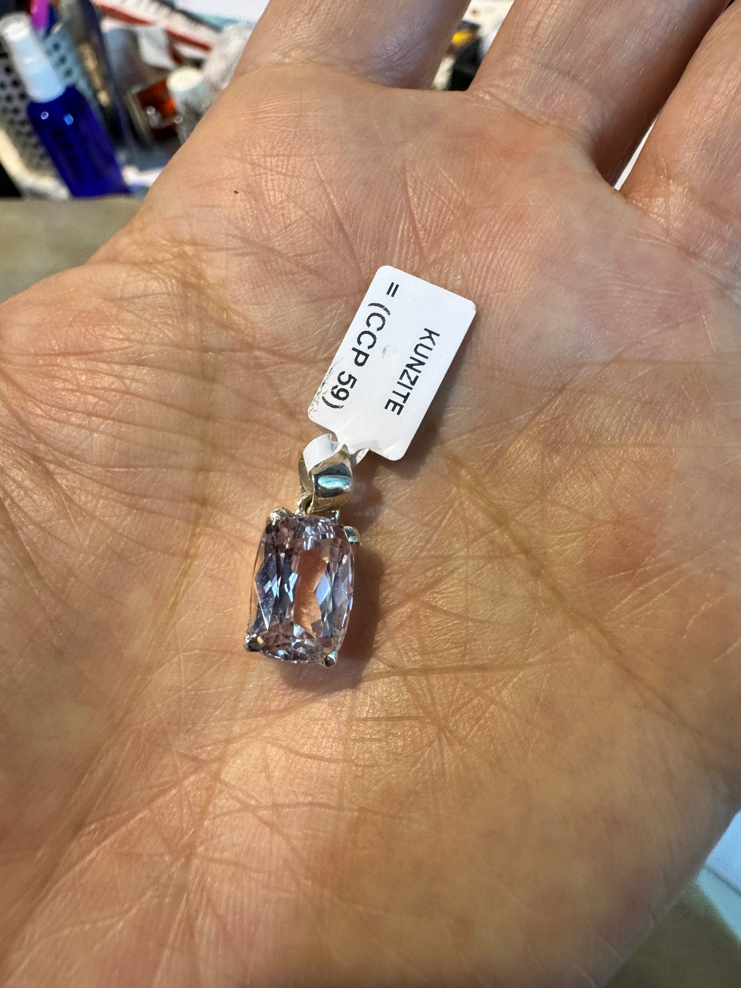 クンツァイト ペンダントトップ/シルバー925(レクタングル)