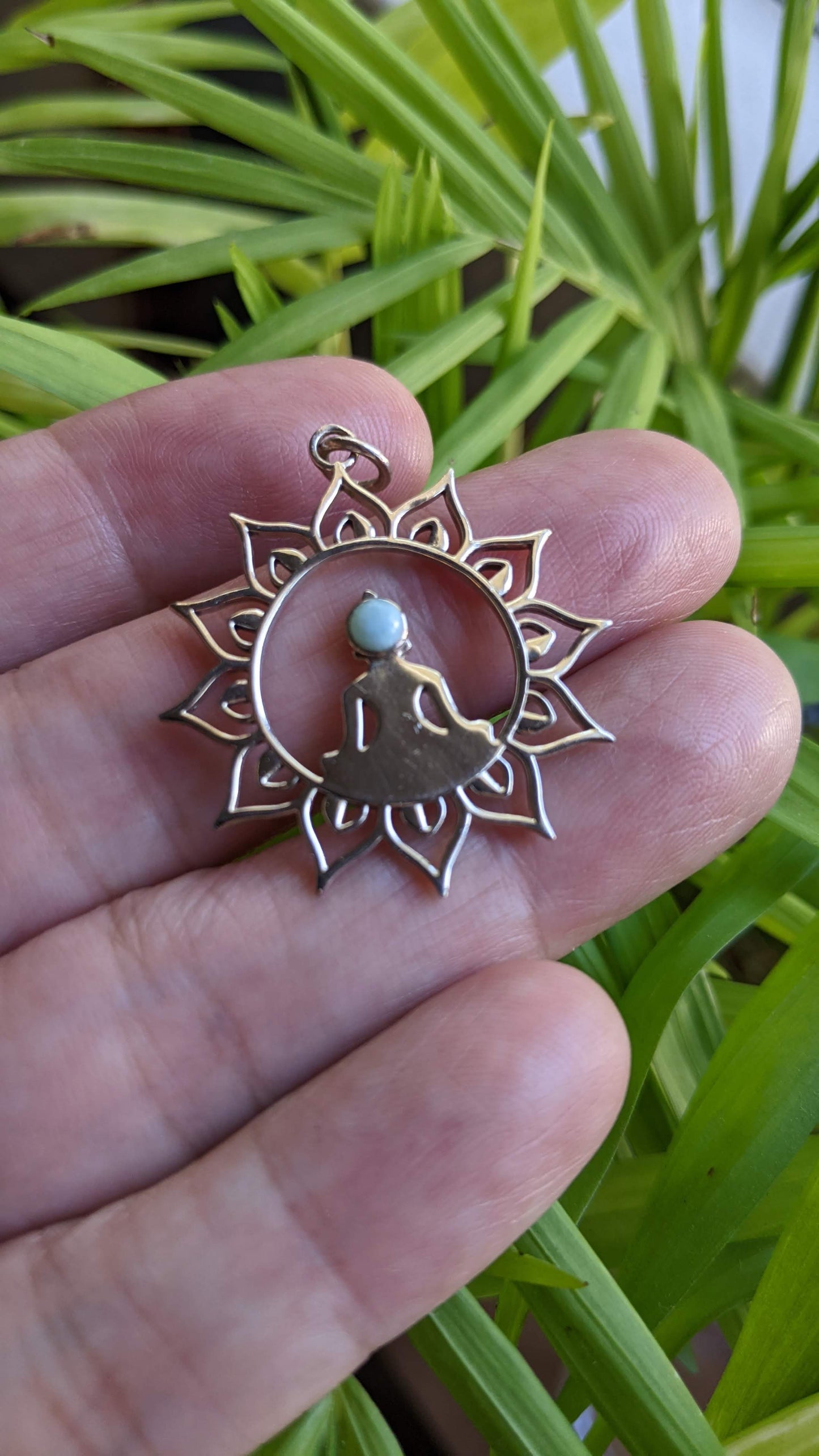 ラリマールと神の曼荼羅のペンダント(ストーン&シルバー)