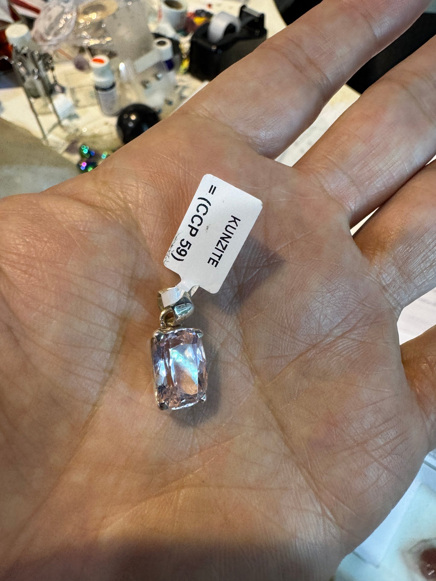 クンツァイト ペンダントトップ／シルバー925（レクタングル）